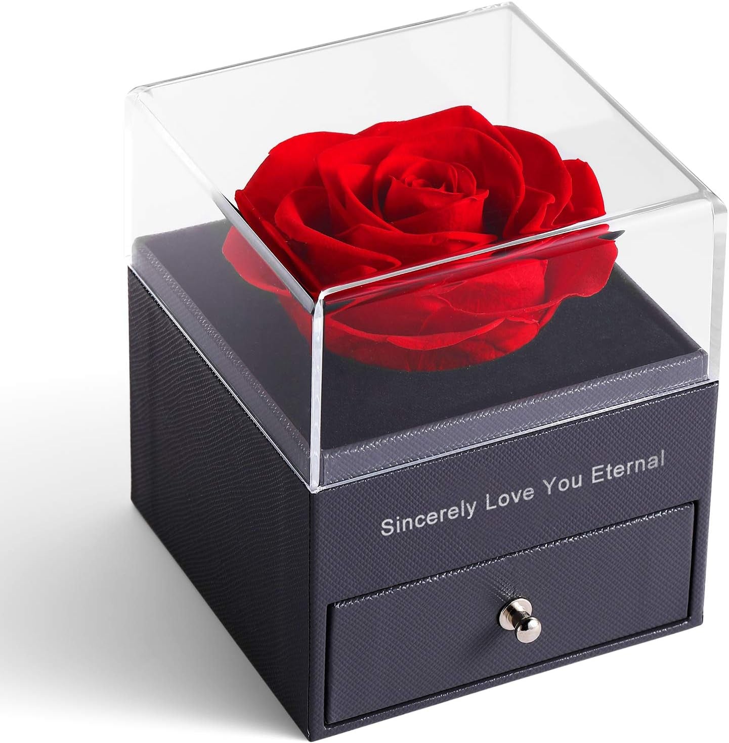 Preserved Real Rose Enchanted Real Rose Flower with Love Heart I Love You Necklace 100 Languages Gift Set,Handmade Eternal Flesh Flower Rose Gift for Her on Valentine'S Day Anniversary Mother'S Day