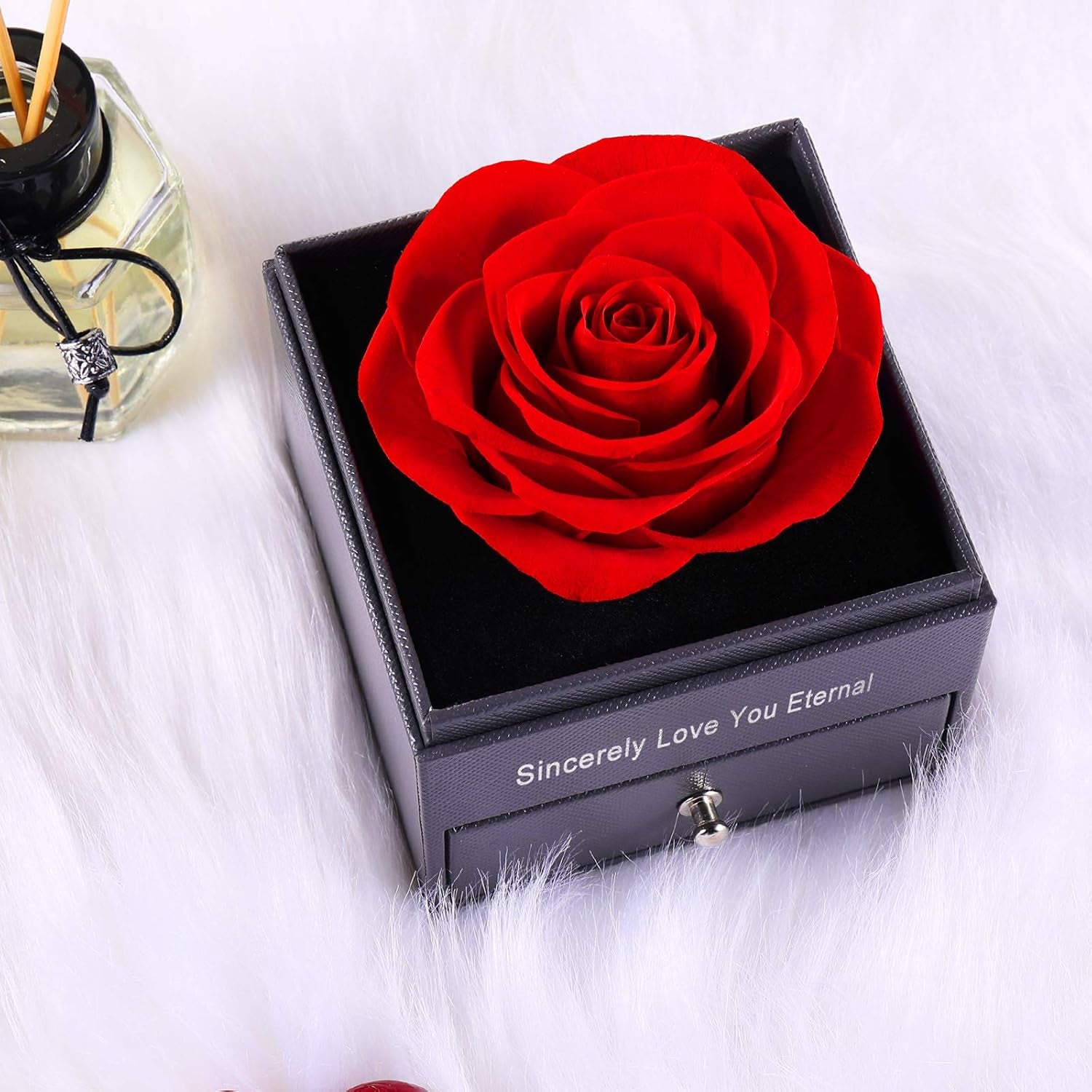 Preserved Real Rose Enchanted Real Rose Flower with Love Heart I Love You Necklace 100 Languages Gift Set,Handmade Eternal Flesh Flower Rose Gift for Her on Valentine'S Day Anniversary Mother'S Day