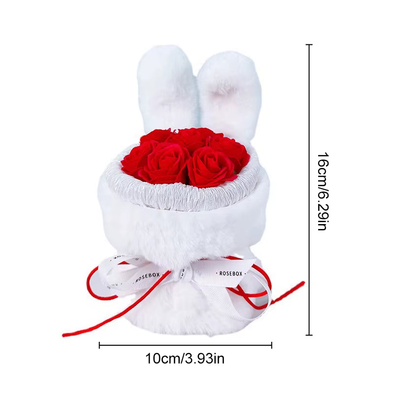 Scented Forever Artificial Rose Cute Rabbit Ears Flower Bouquet Wedding Valentines Day Mothers Day Teacher'S Day Gift Home Decor